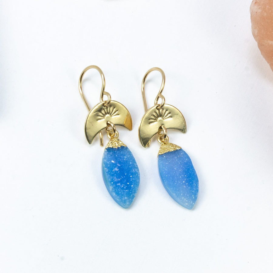 handmade gold filled blue druzy earrings laura j designs