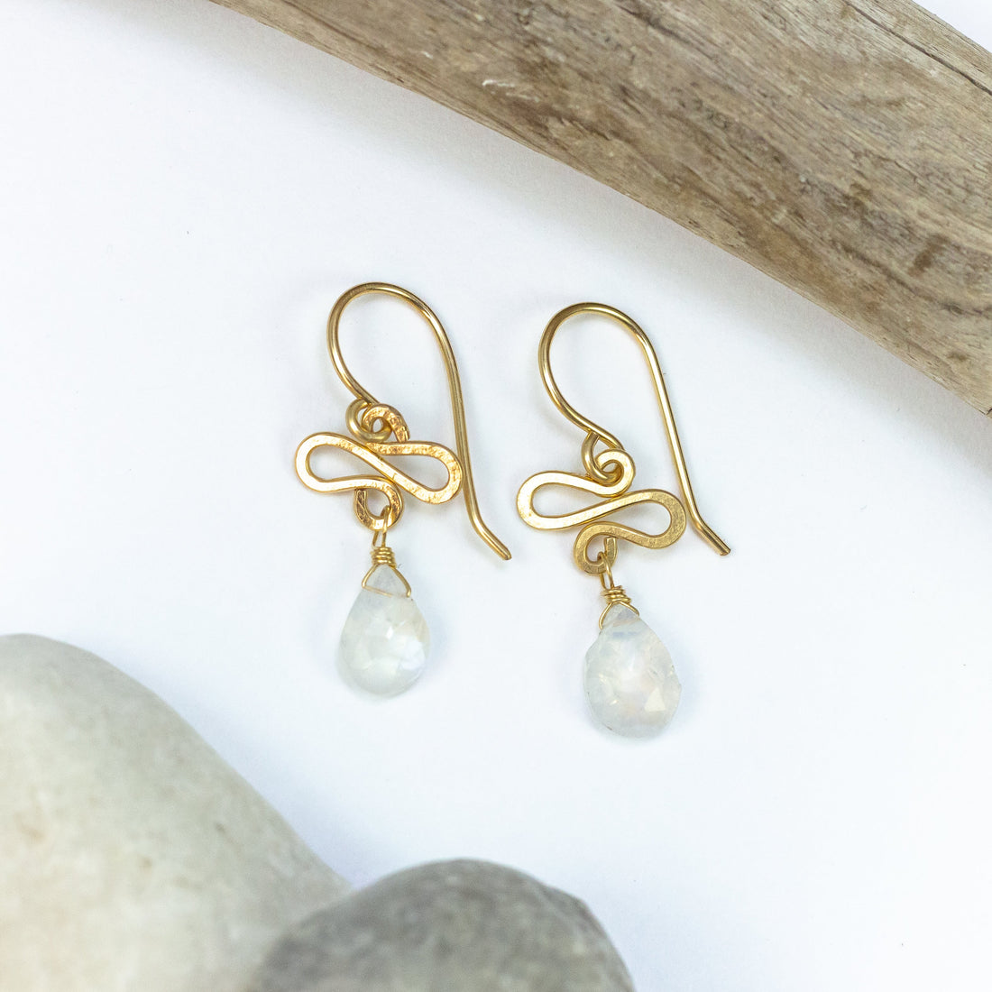 handmade dainty gold moonstone earrings laura j designs