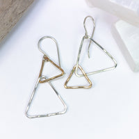 handmade sterling silver gold filled triangle earrings laura j designs