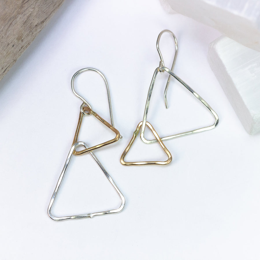 handmade sterling silver gold filled triangle earrings laura j designs