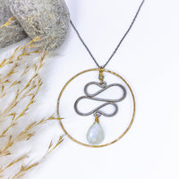 handmade mixed metal moonstone hoop necklace laura j designs
