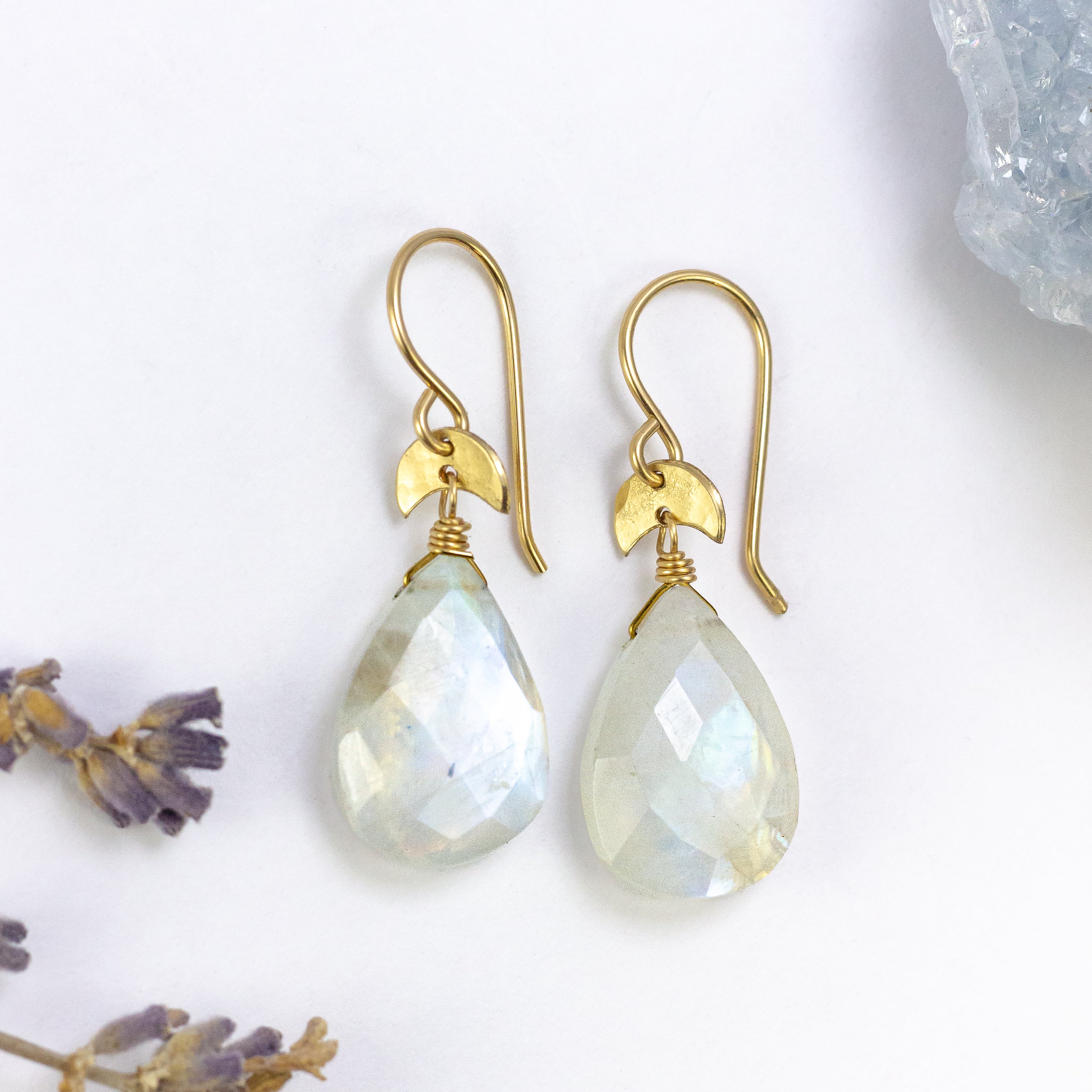 handmade gold filled large moonstone gemstones earrings laura j designs