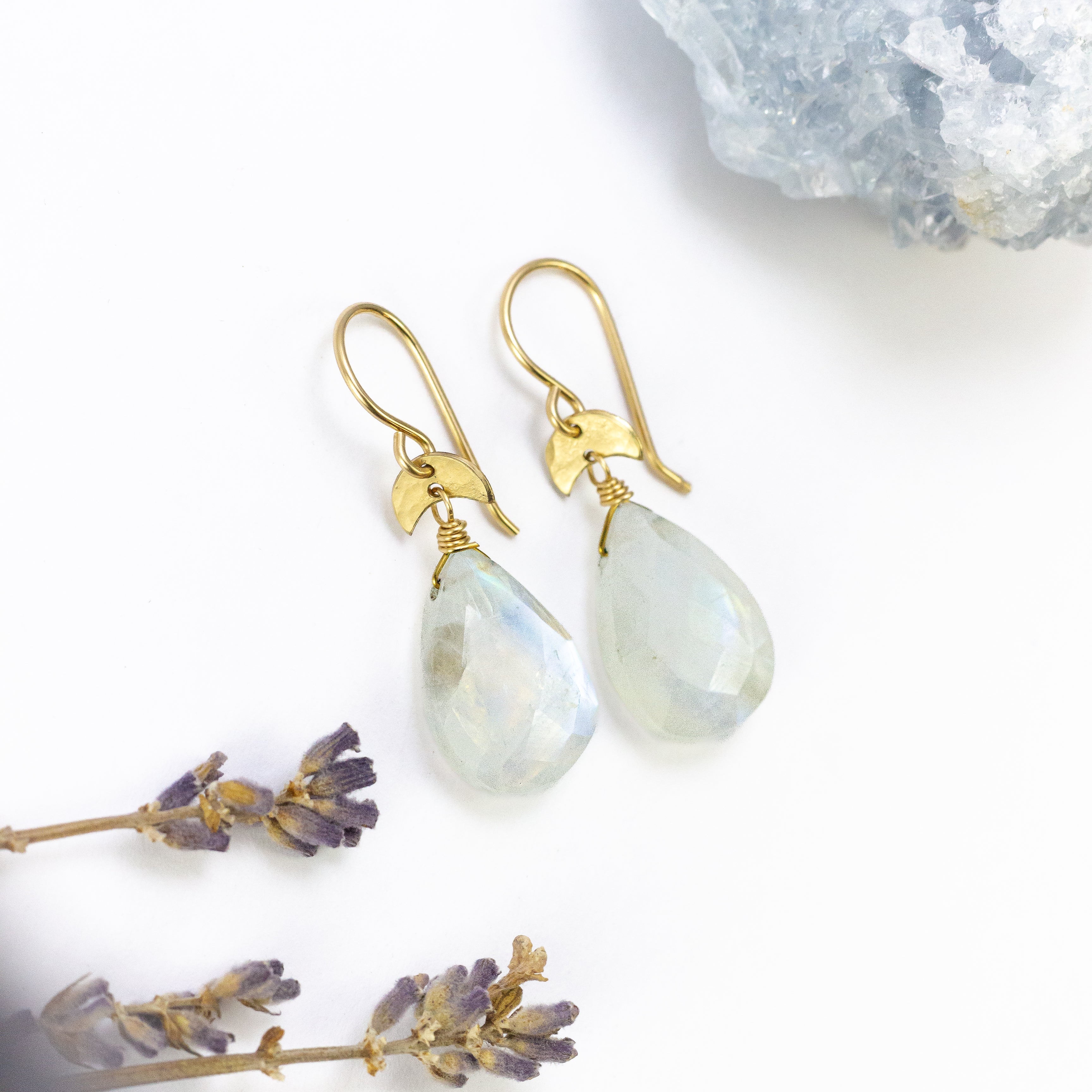 handmade gold filled large moonstone gemstones earrings laura j designs