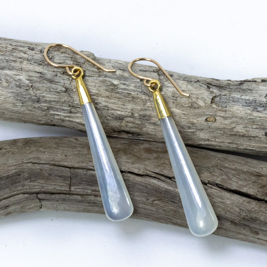 white chalcedony mystic earrings handmade laura j designs