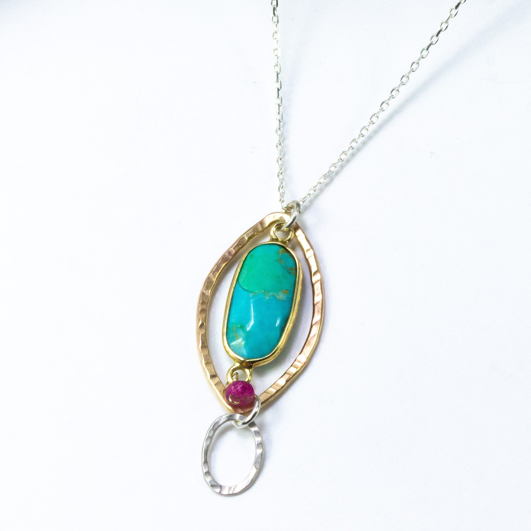 handmade gold filled turquoise tourmaline necklace silver chain laura j designs