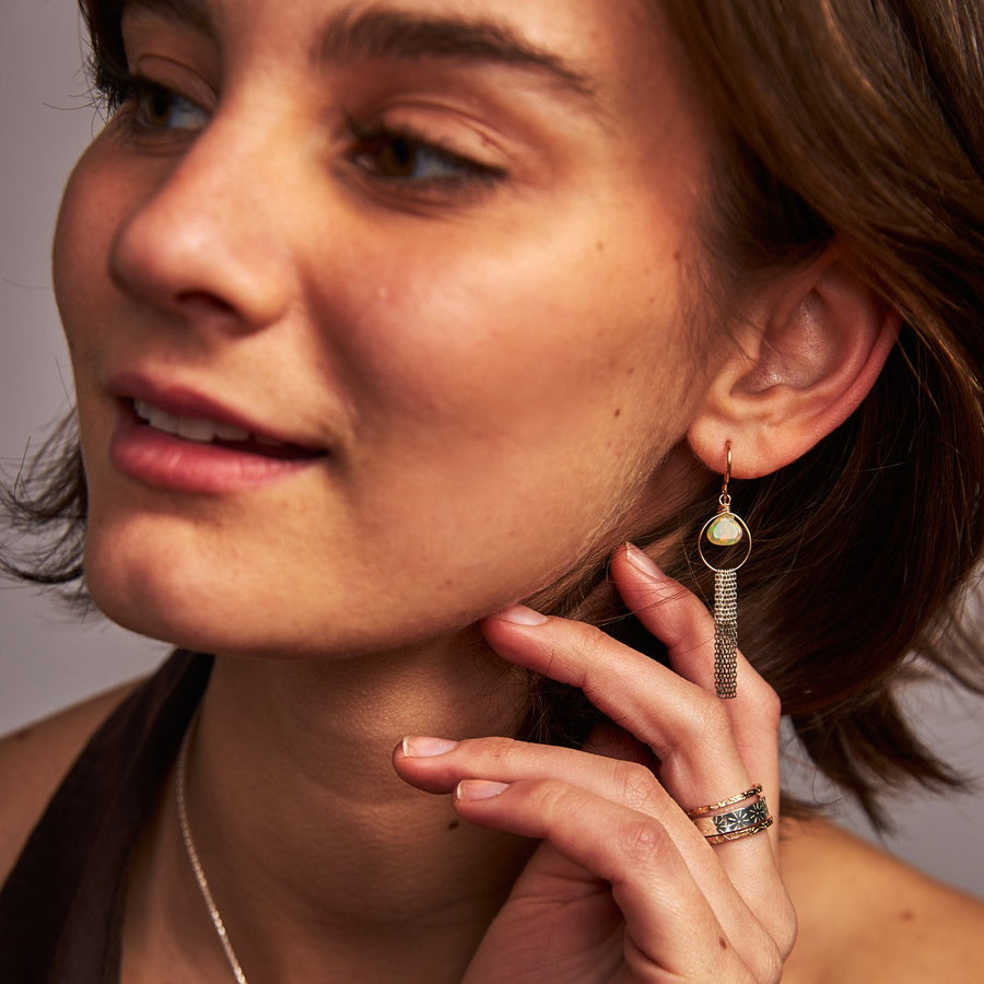 handmade gold filled silver chain opal earrings laura j designs