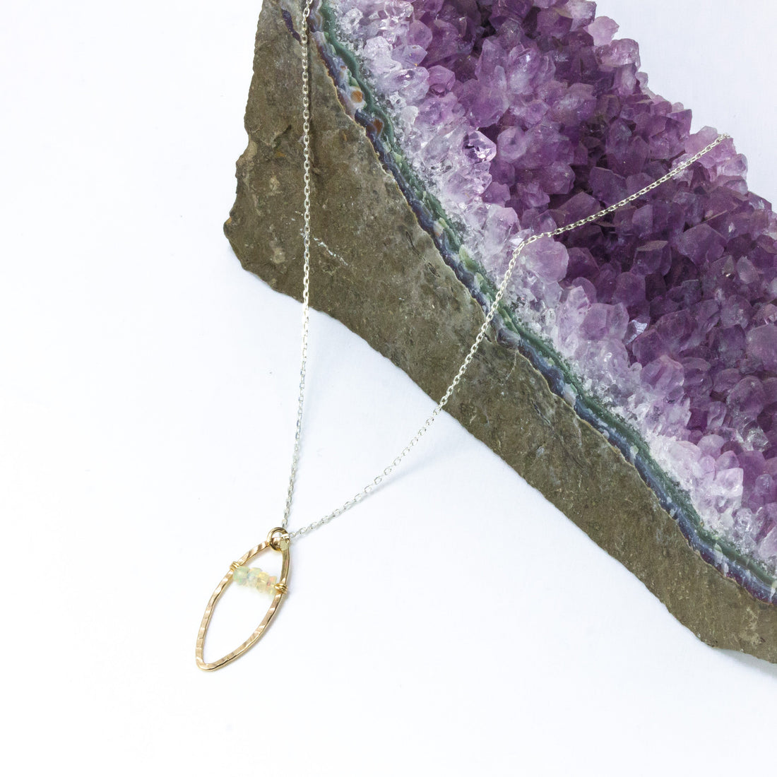 handmade gold filled opal pendant silver chain laura j designs