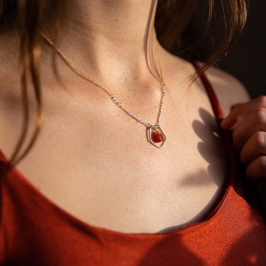 Carnelian Pentagon Necklace