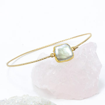 handmade gold filled pearl bangle bracelet laura j designs