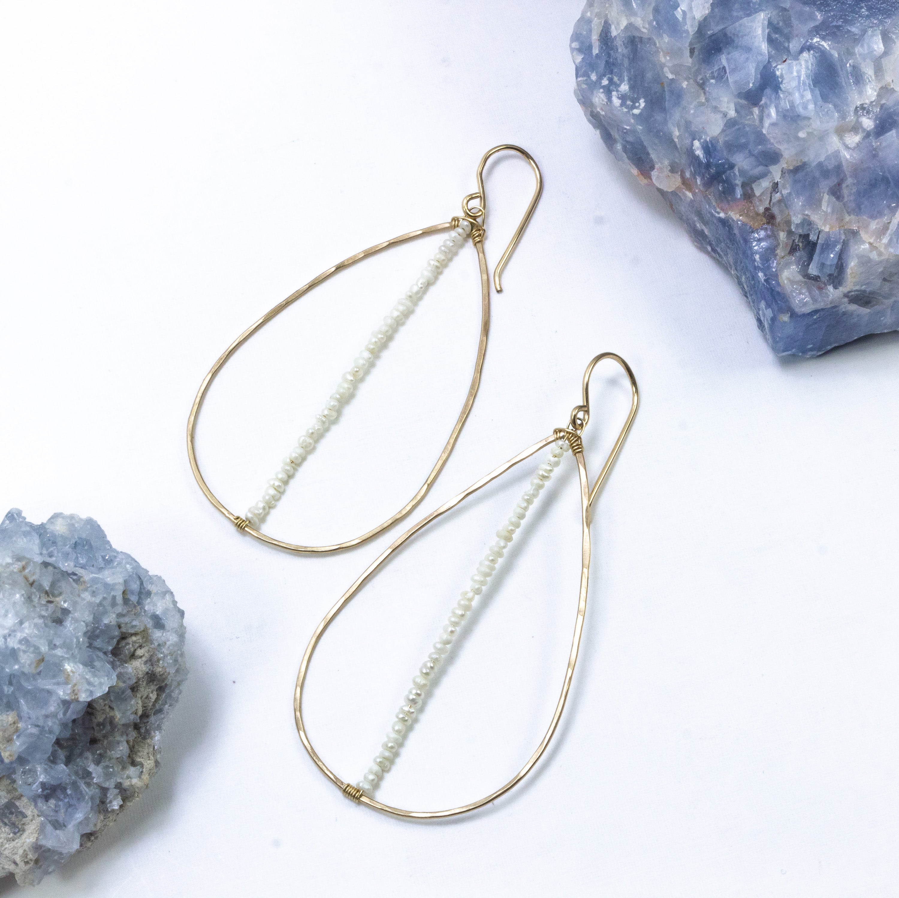 handmade gold filled pearl statement earrings laura j designs