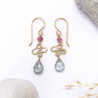 handmade gold filled moss aqua pink tourmaline earrings laura j designs