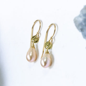 handmade small gold filled pink pearl earrings laura j designs