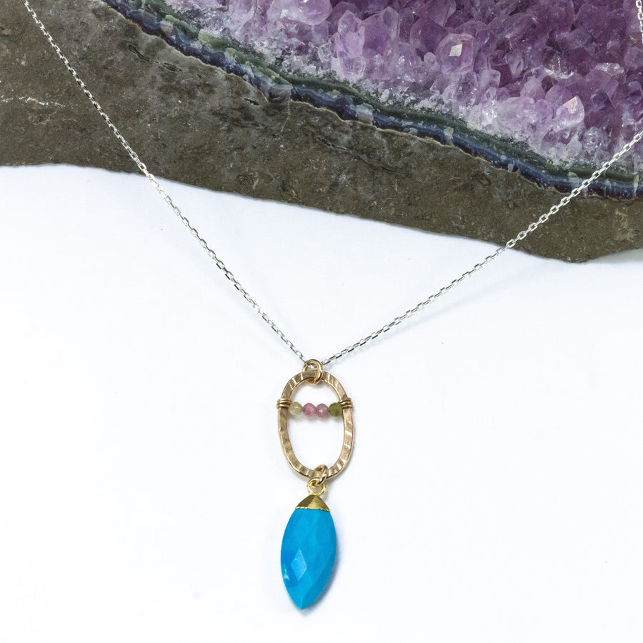 handmade gold silver turquoise tourmaline gemstone necklace laura j designs