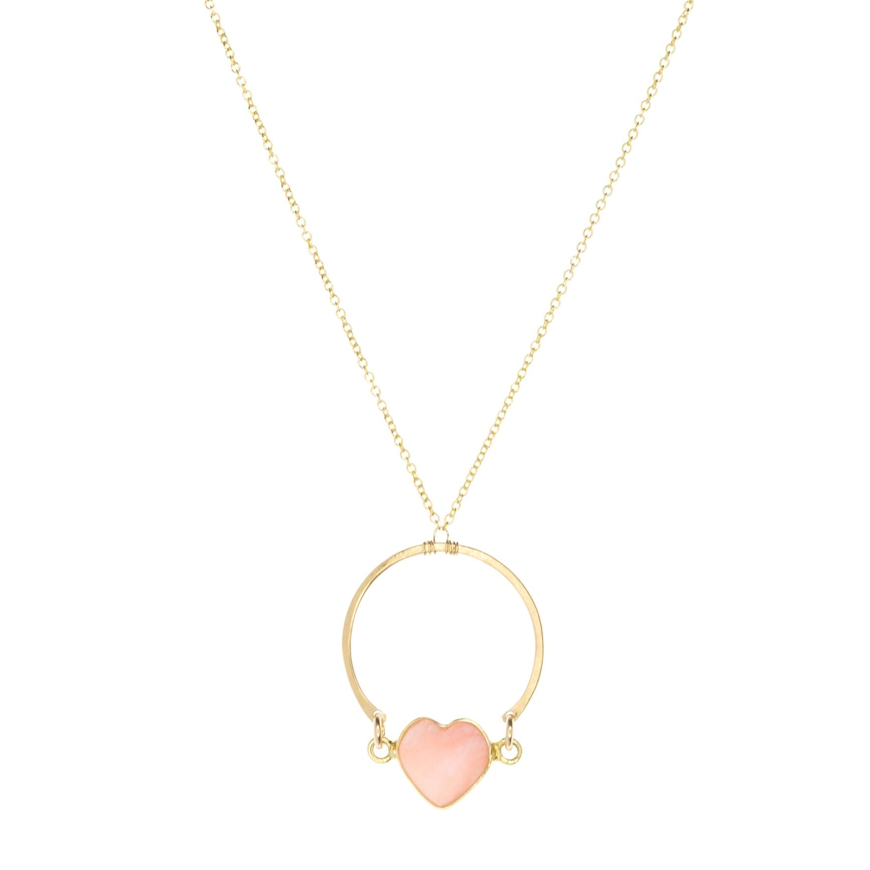 gold pink heart gemstone necklace laura j designs