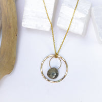 handmade gold filled pyrite circle necklace laura j designs
