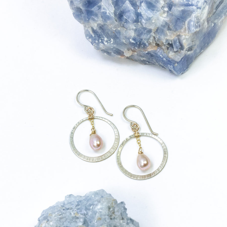 handmade sterling gold filled pearl hoop earrings laura j designs