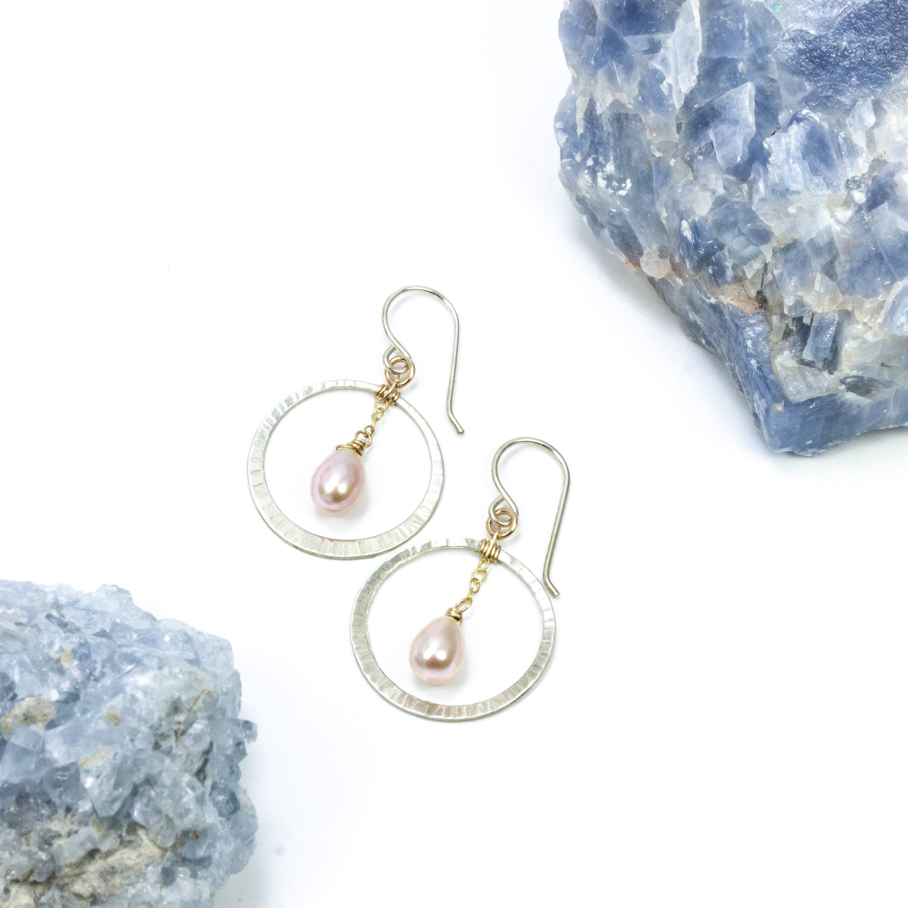 handmade sterling gold filled pearl hoop earrings laura j designs