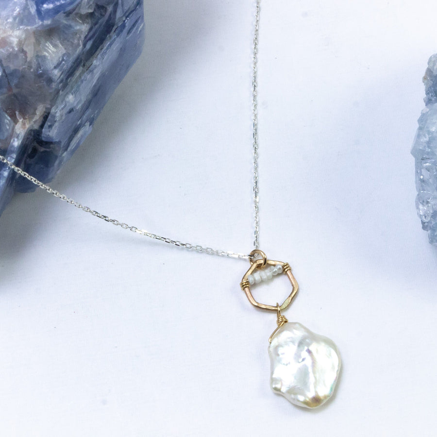 handmade gold filled baroque pearl pendant silver chain laura j designs