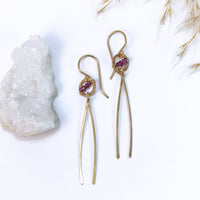 handmade gold filled dangling bars garnet gemstone earrings laura j designs