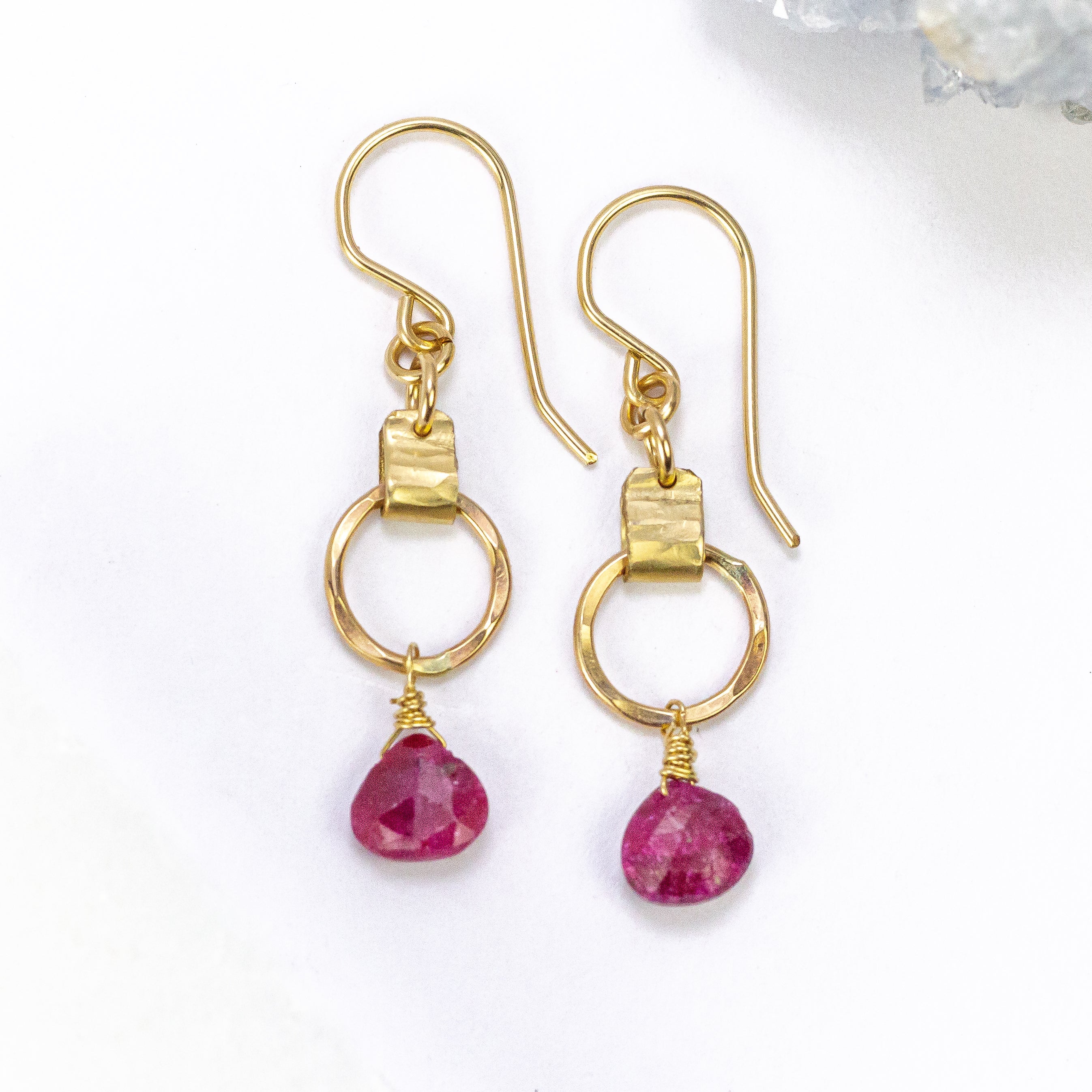 handmade gold filled ruby gemstone earrings laura j designs