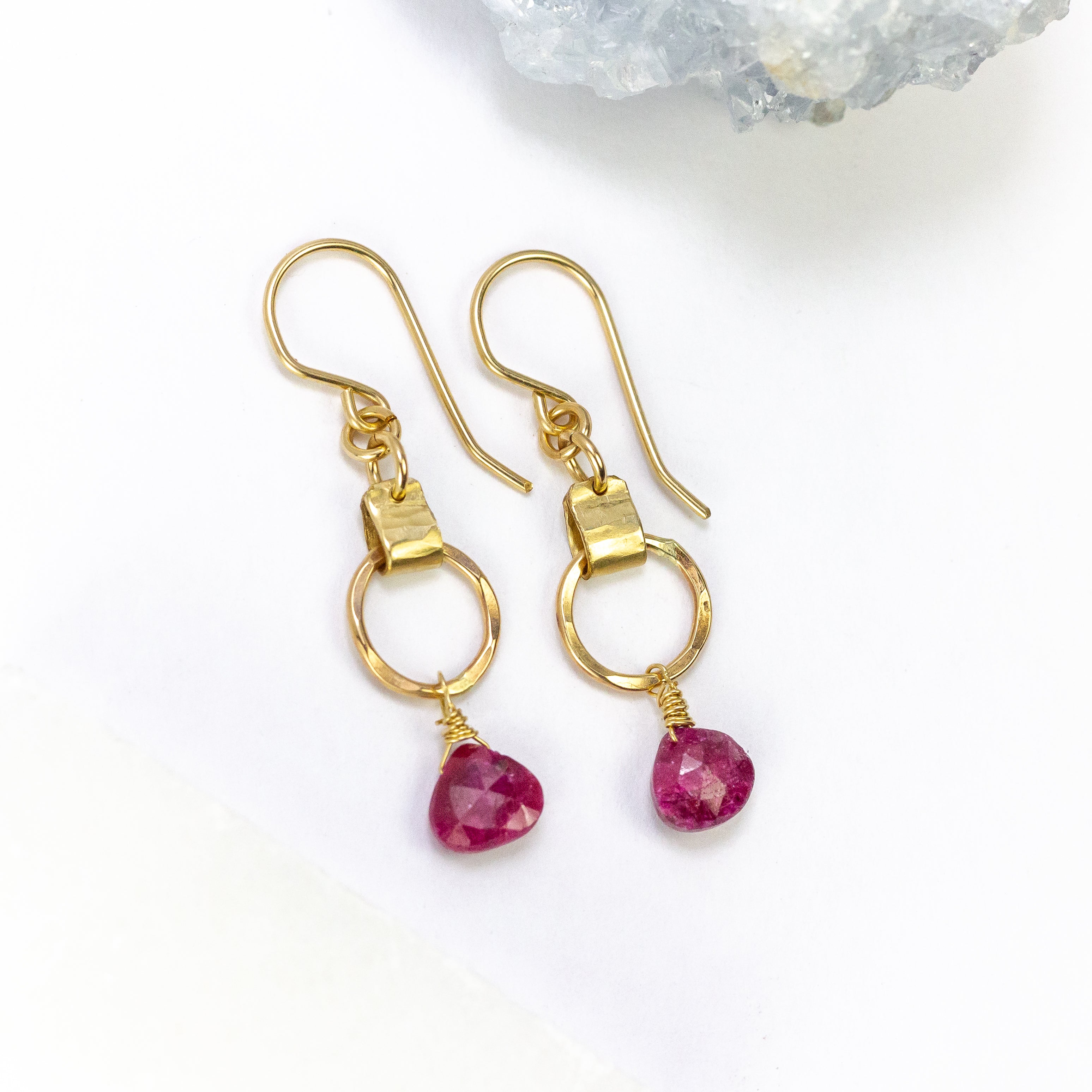 handmade gold filled ruby gemstone earrings laura j designs