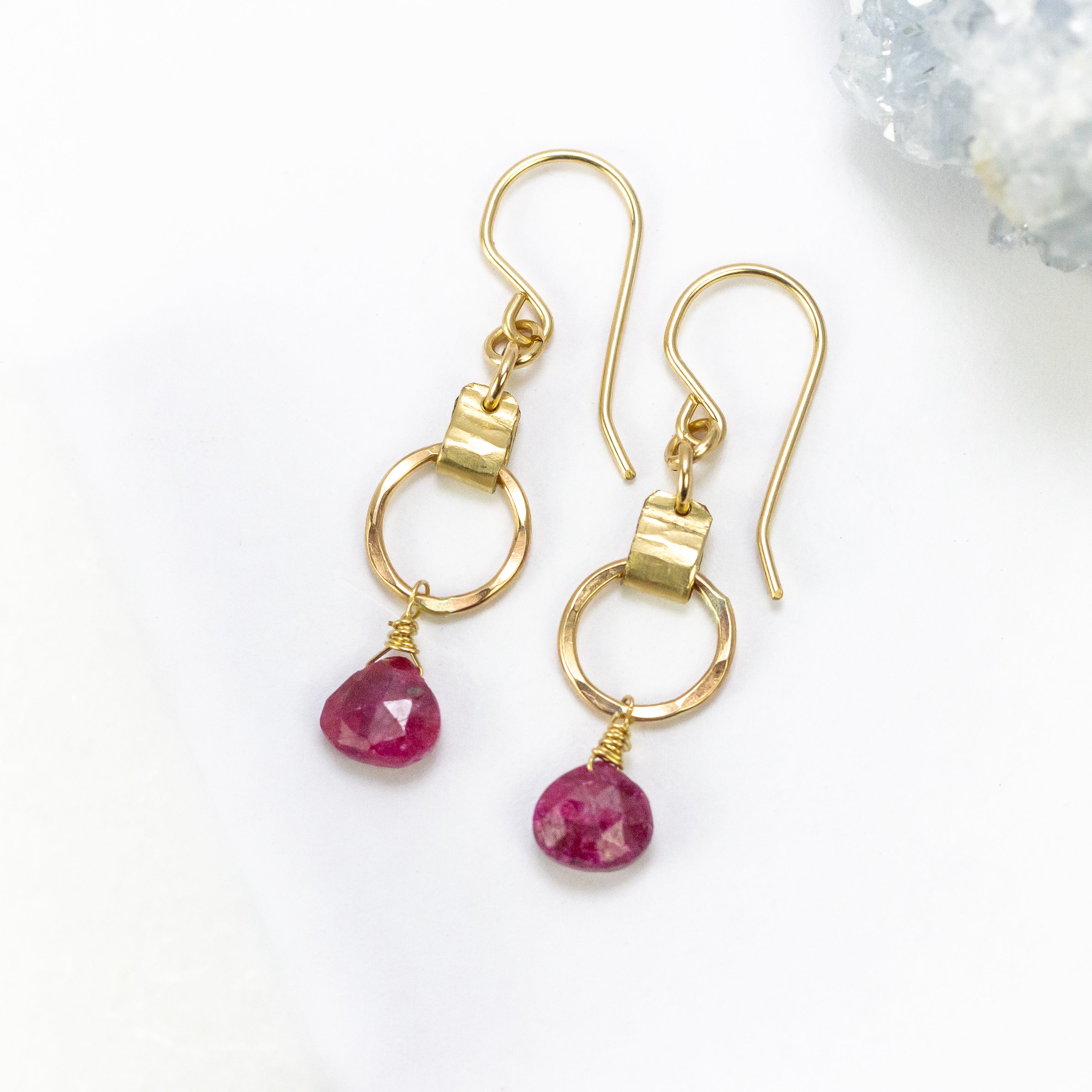 handmade gold filled ruby gemstone earrings laura j designs