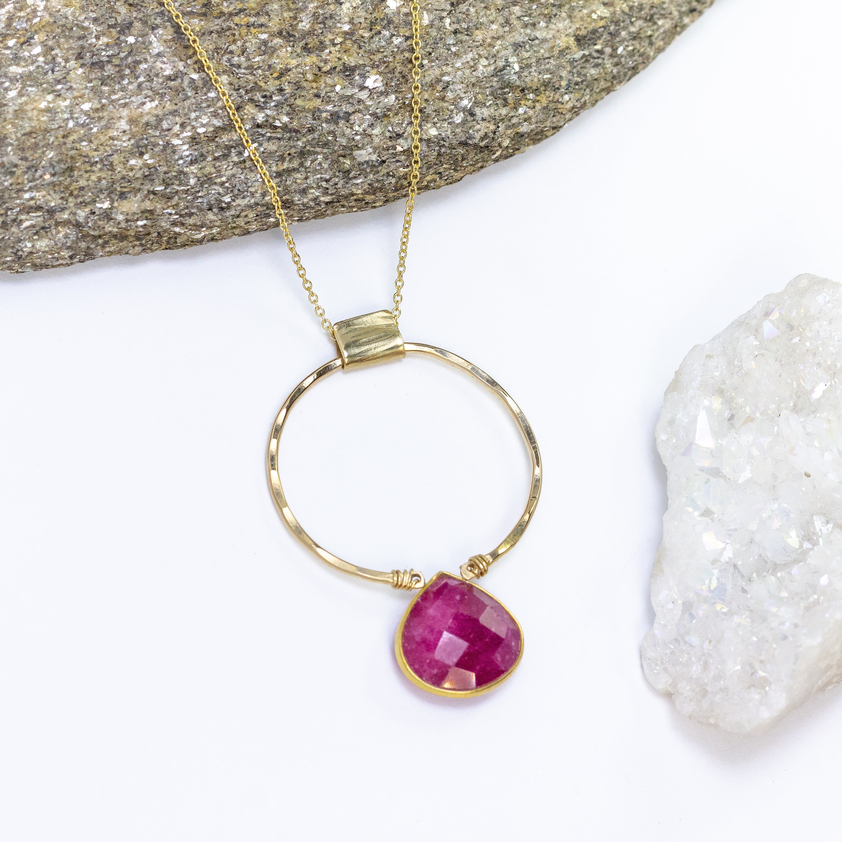 handmade gold filled ruby gemstone necklace laura j designs