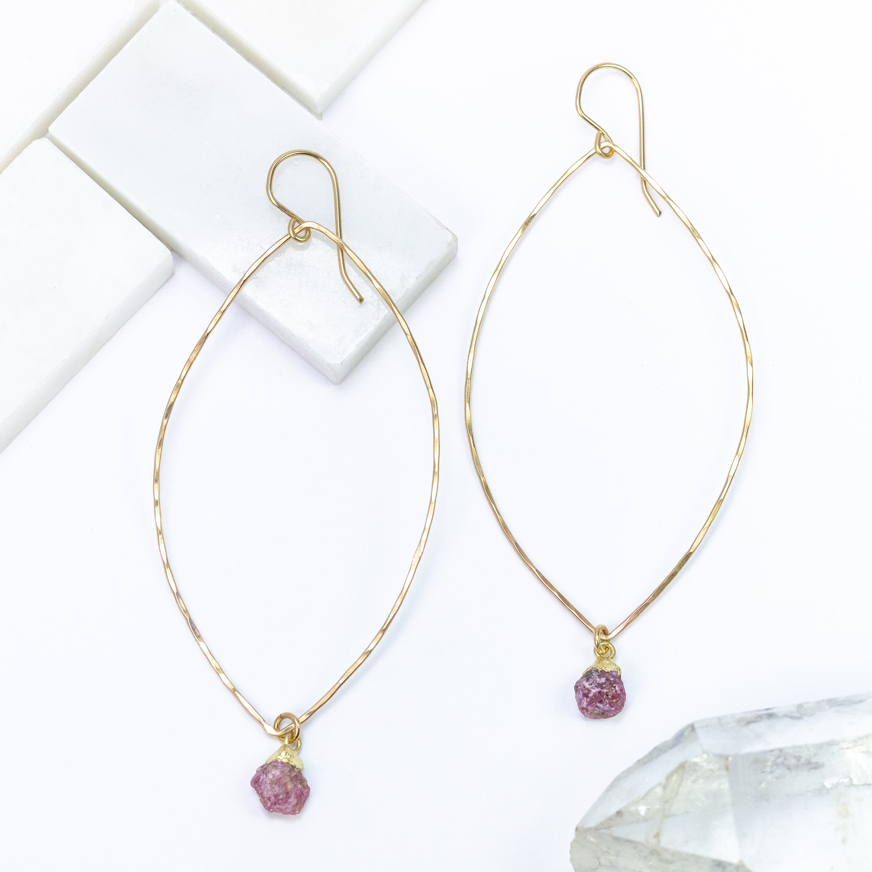 handmade gold filled rough ruby gemstone earrings laura j designs