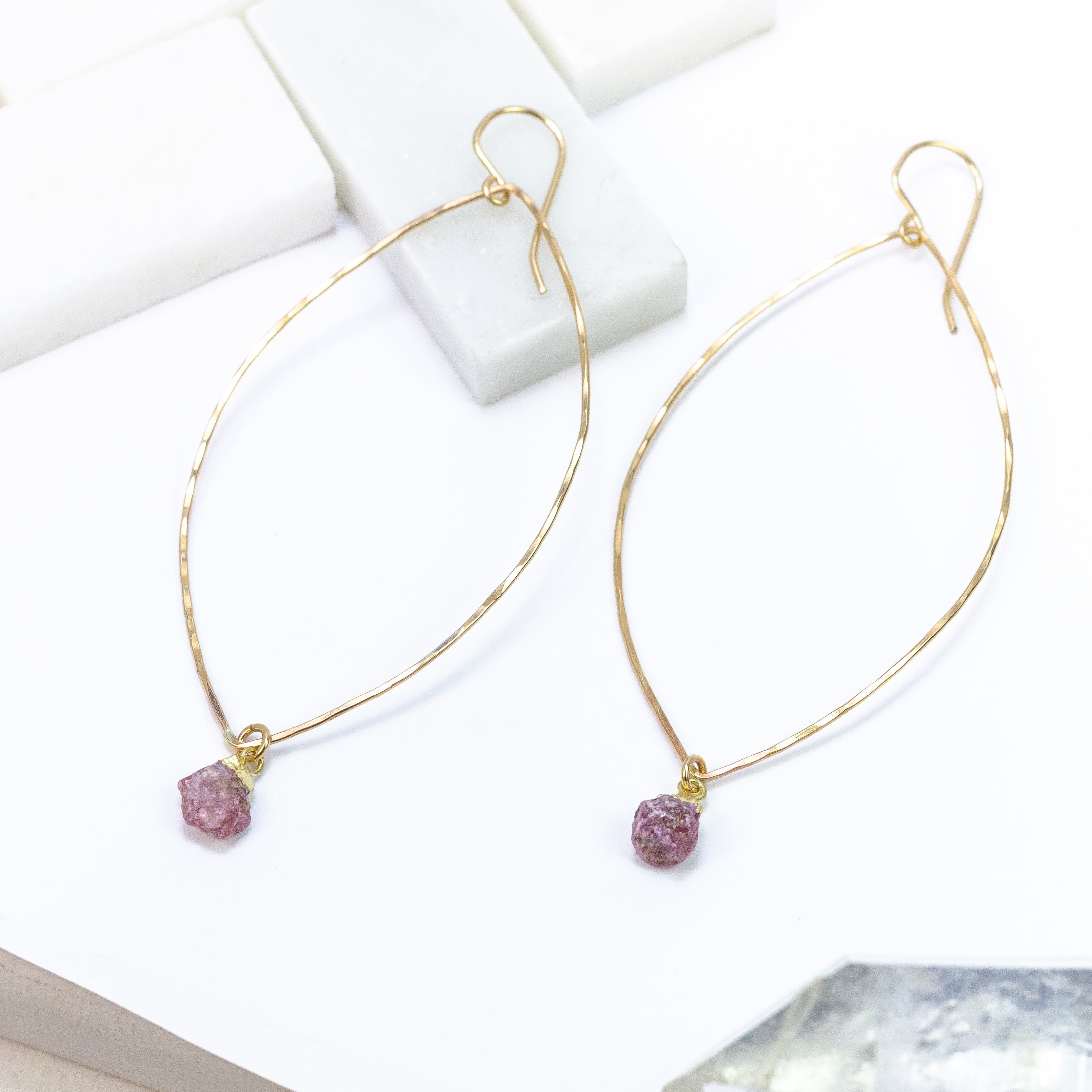 handmade gold filled rough ruby gemstone earrings laura j designs