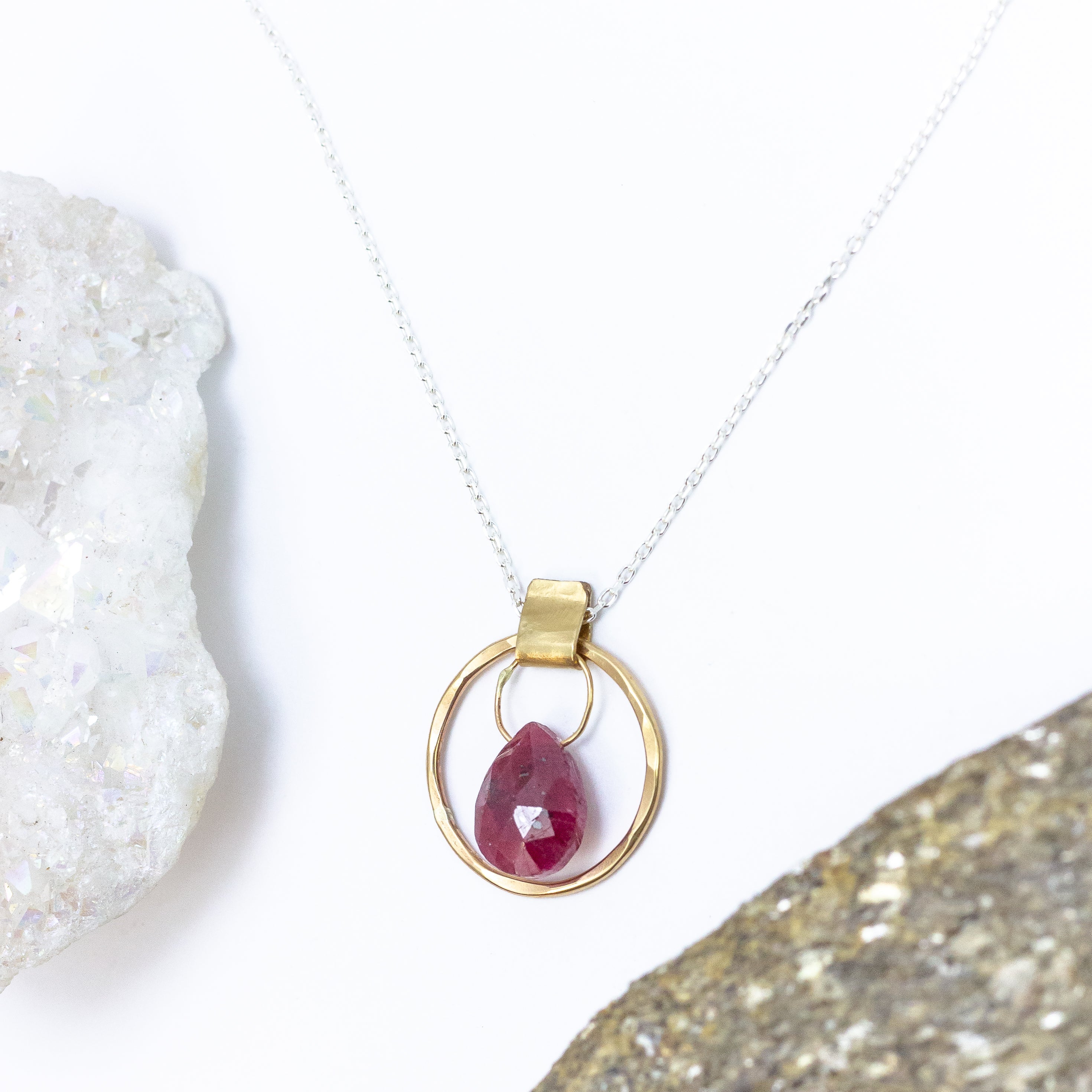 handmade gold filled ruby gemstone silver chain necklace laura j designs