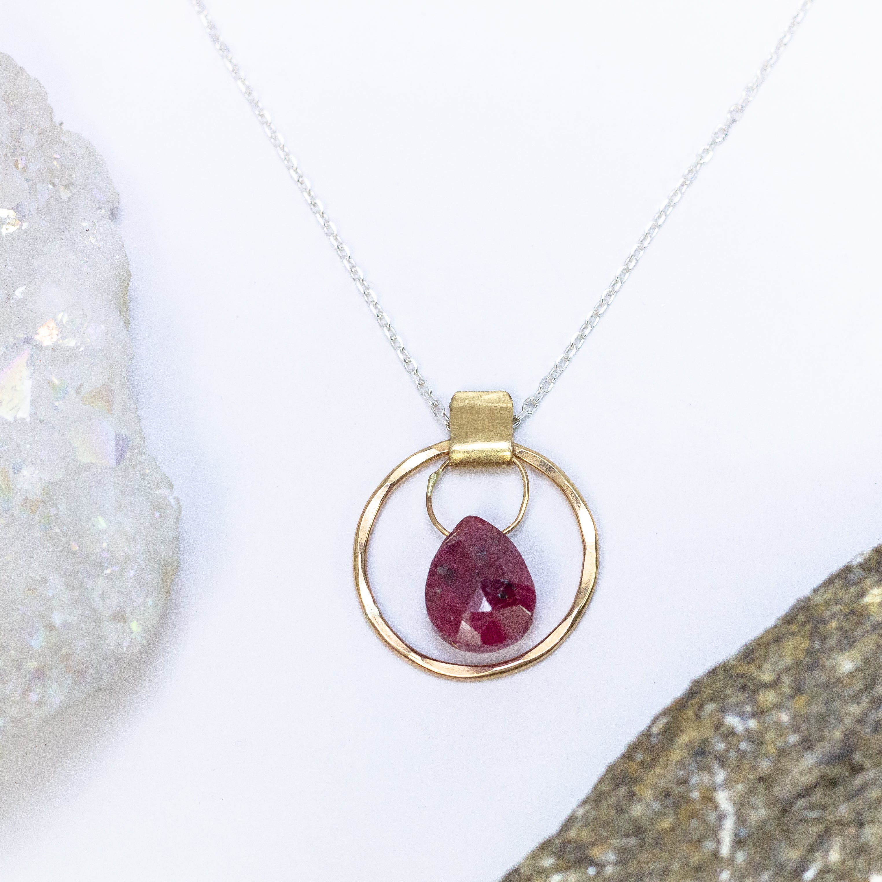 handmade gold filled ruby gemstone silver chain necklace laura j designs