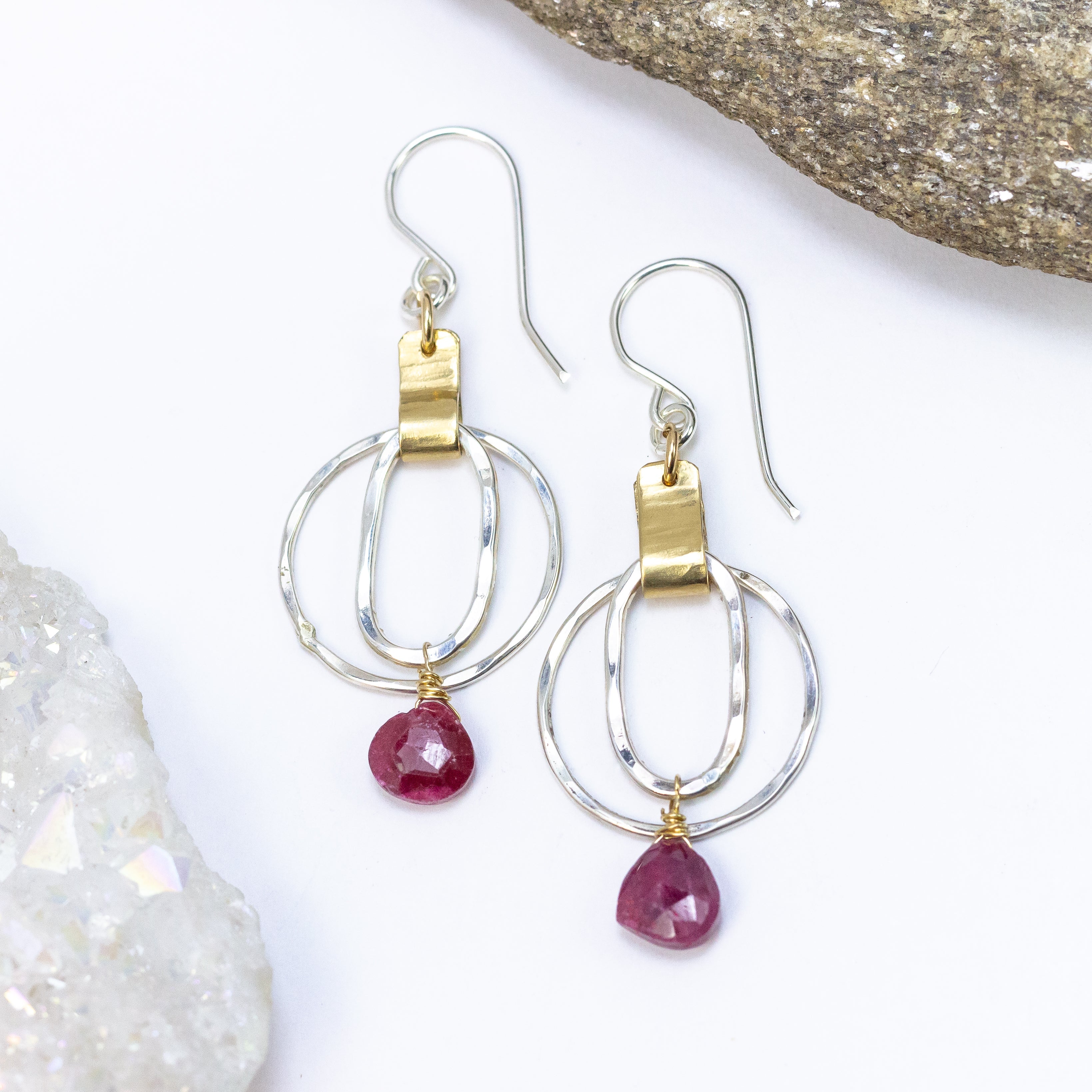 handmade mixed metal ruby earrings laura j designs