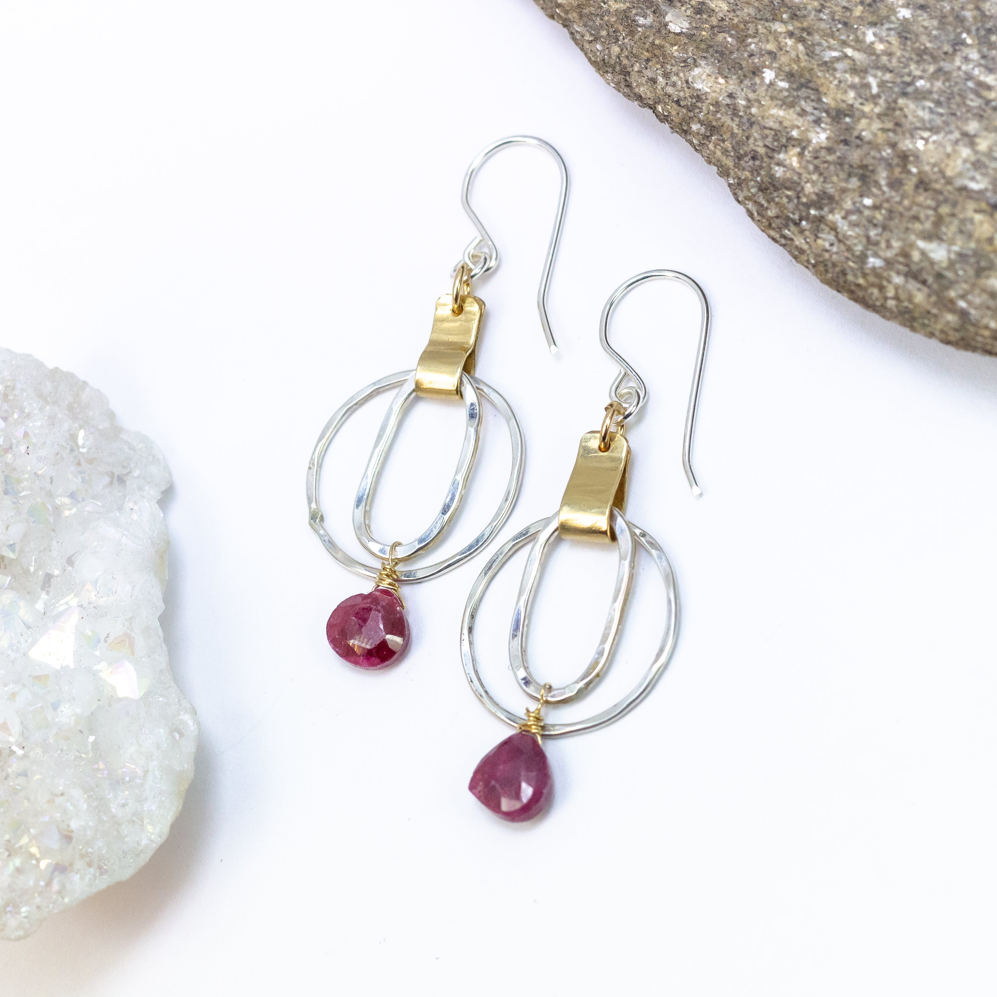 handmade mixed metal ruby earrings laura j designs