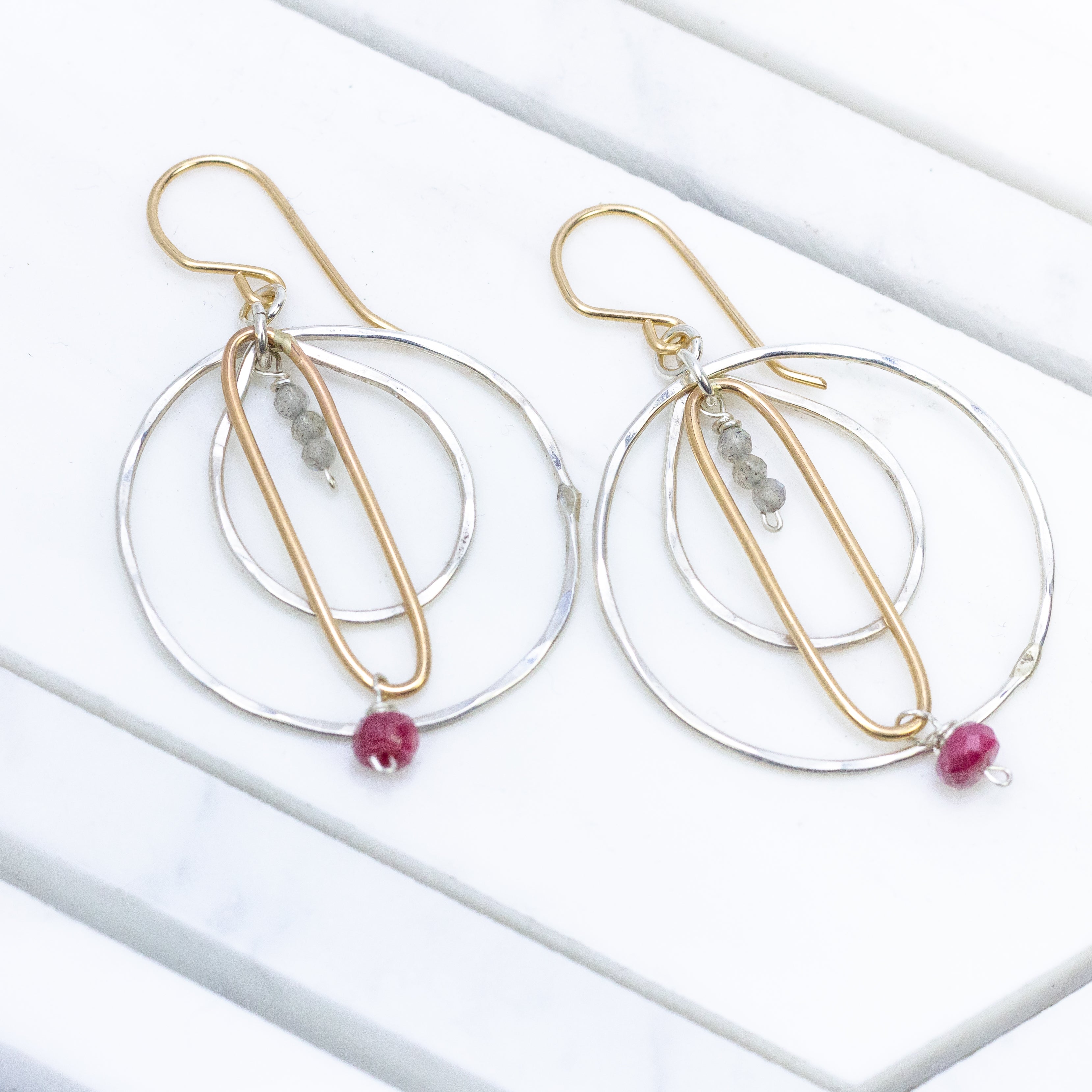 handmade mixed metal gemstone earrings laura j designs