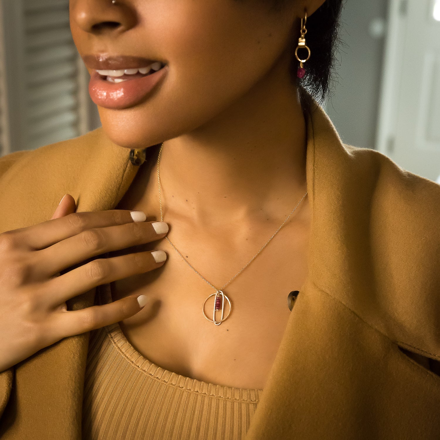 handmade gold filled ruby gemstone necklace laura j designs