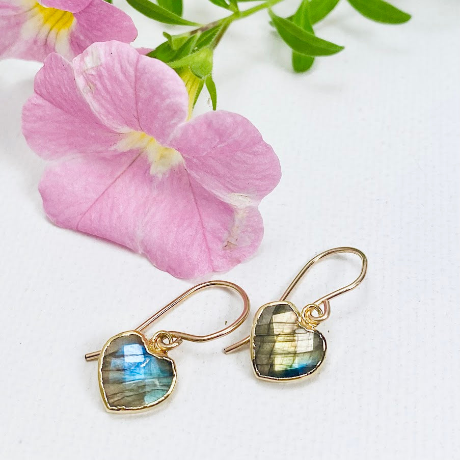 Gemstone Heart Earrings