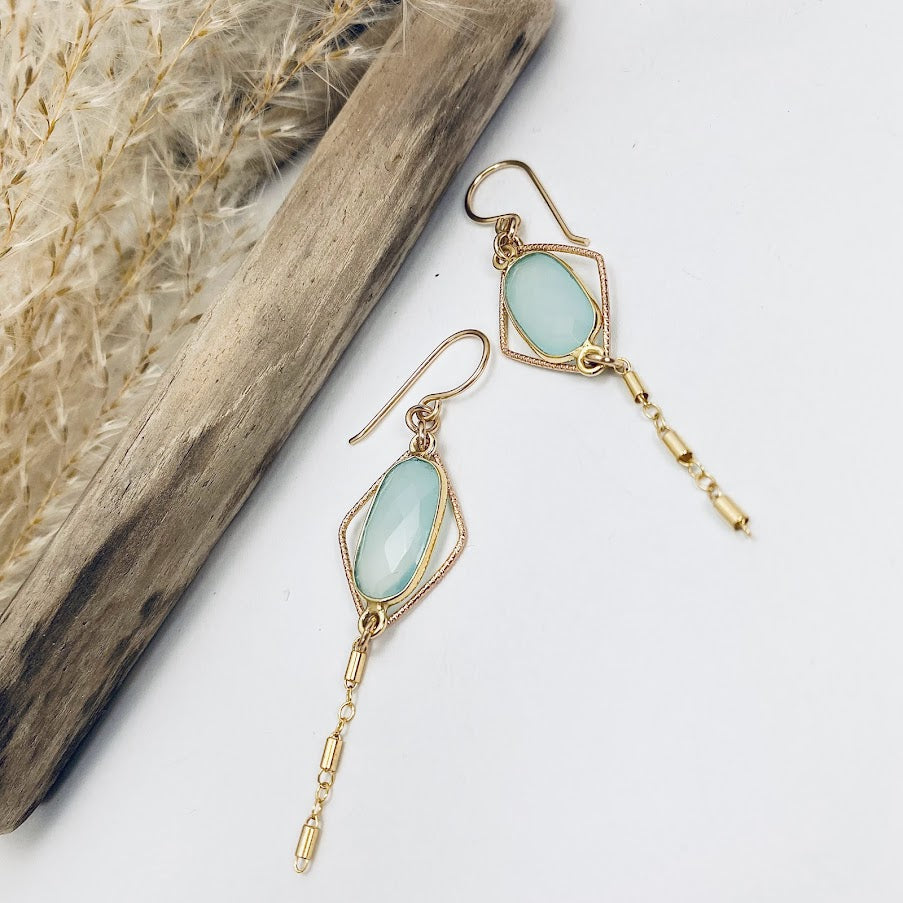 Chalcedony Chain Earrings