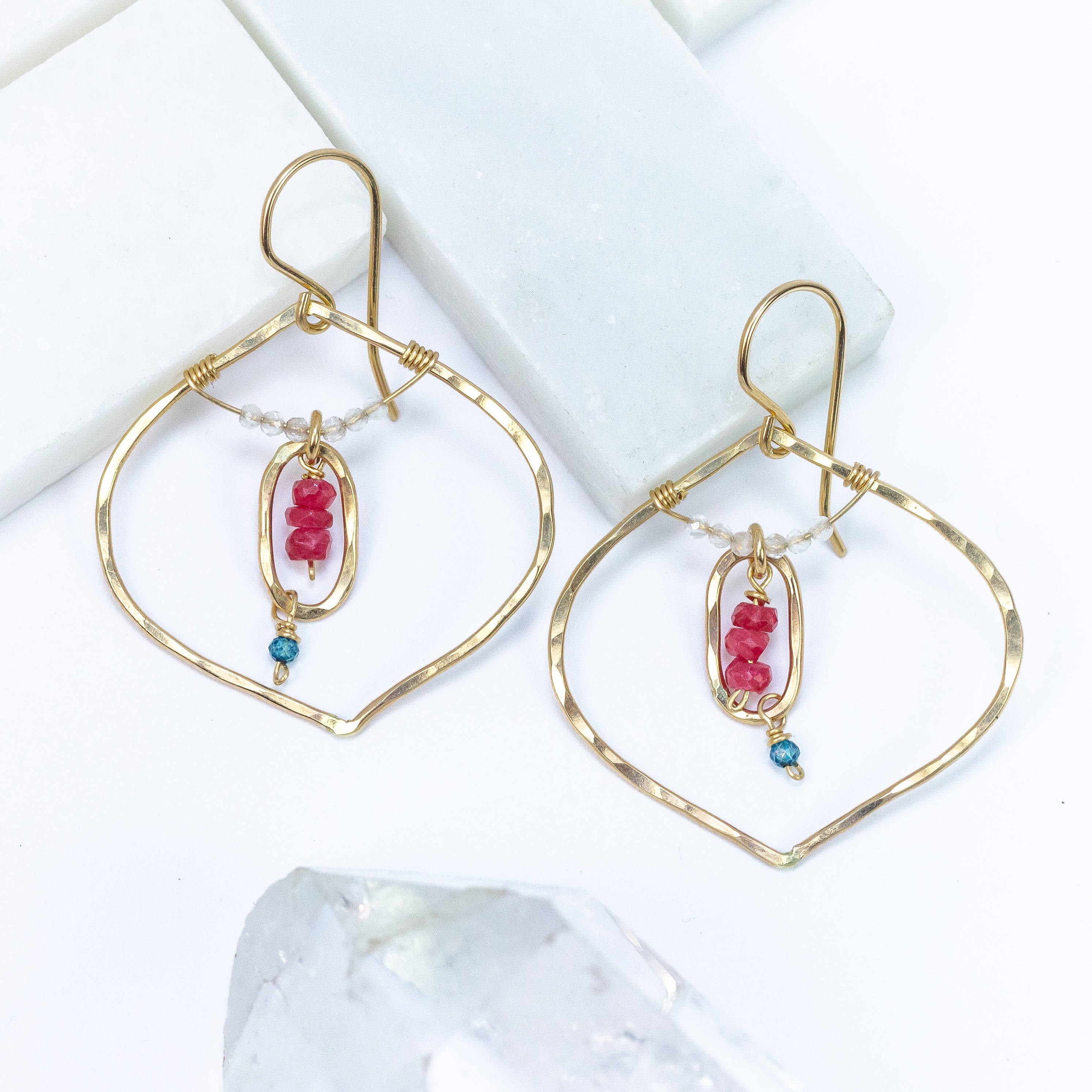 handmade gold filled ruby gemstone earrings laura j designs