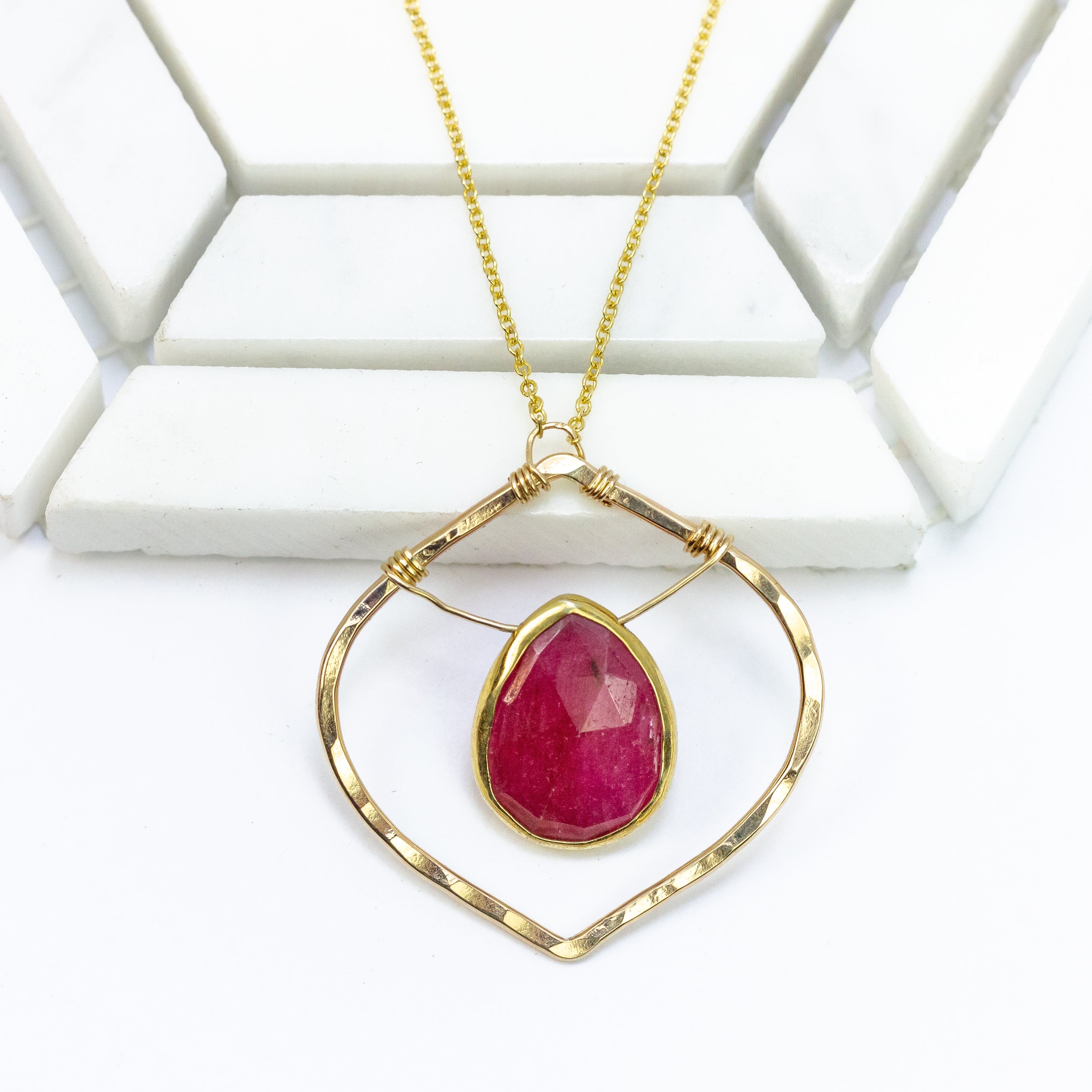 handmade gold filled ruby gemstone necklace laura j designs