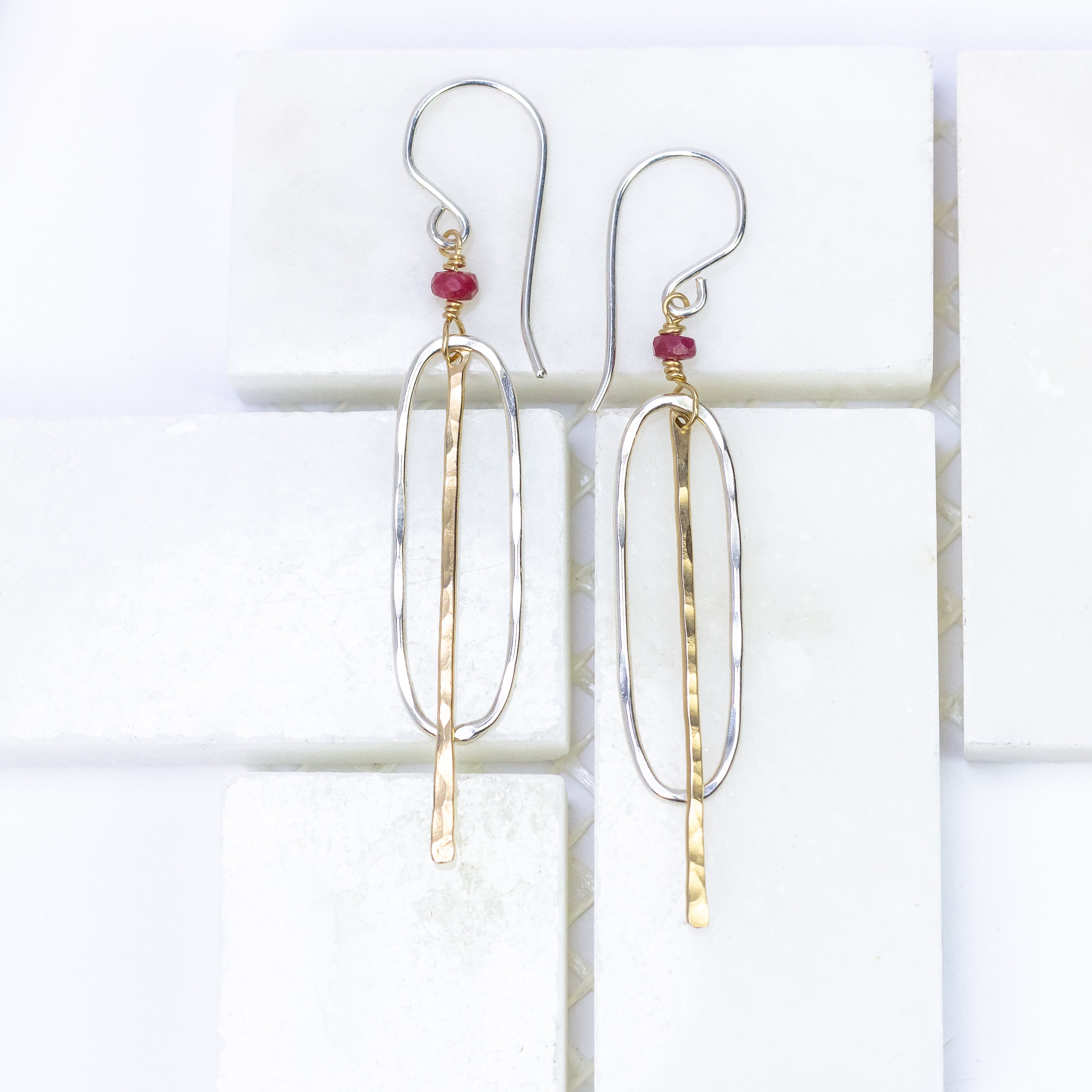 handmade mixed metal ruby earrings laura j designs