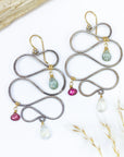 handmade oxidized silver multii gemstone statement earrings laura j designs