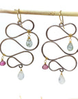 handmade oxidized silver multii gemstone statement earrings laura j designs