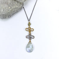 handmade oxidized silver mixed metal moonstone necklace laura j designs
