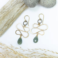 handmade mixed metal gold filled gemstone earrings moss aqua laura j designs
