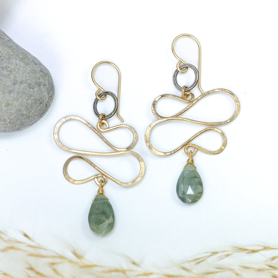 handmade mixed metal gold filled gemstone earrings moss aqua laura j designs