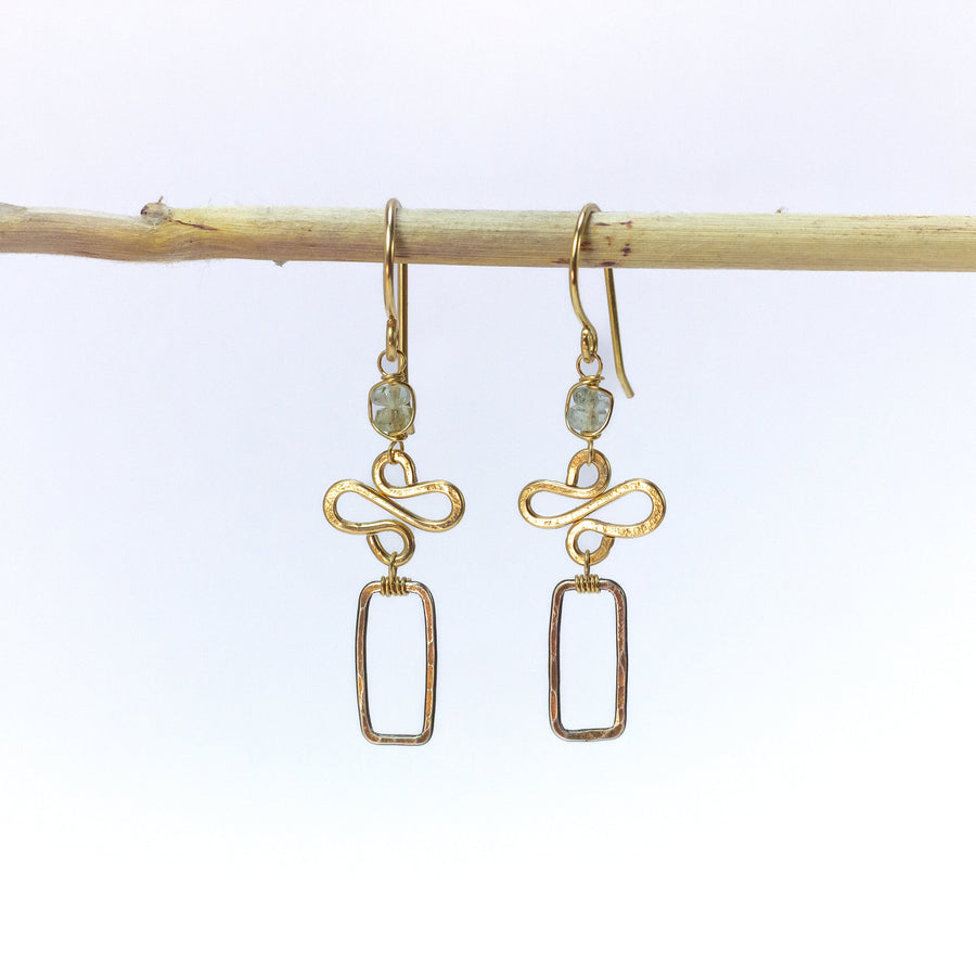 handmade dainty mixed metal moss aqua earrings laura j designs