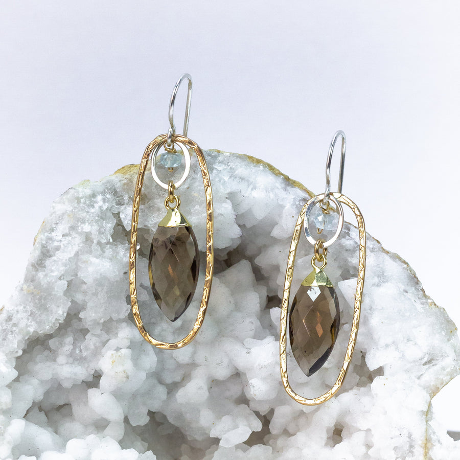 handmade gold filled large oval smoky topaz earrings laura j designs
