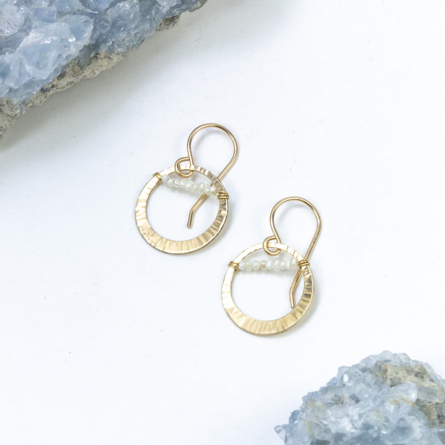 handmade small gold filled pearl hoop earrings laura j designs