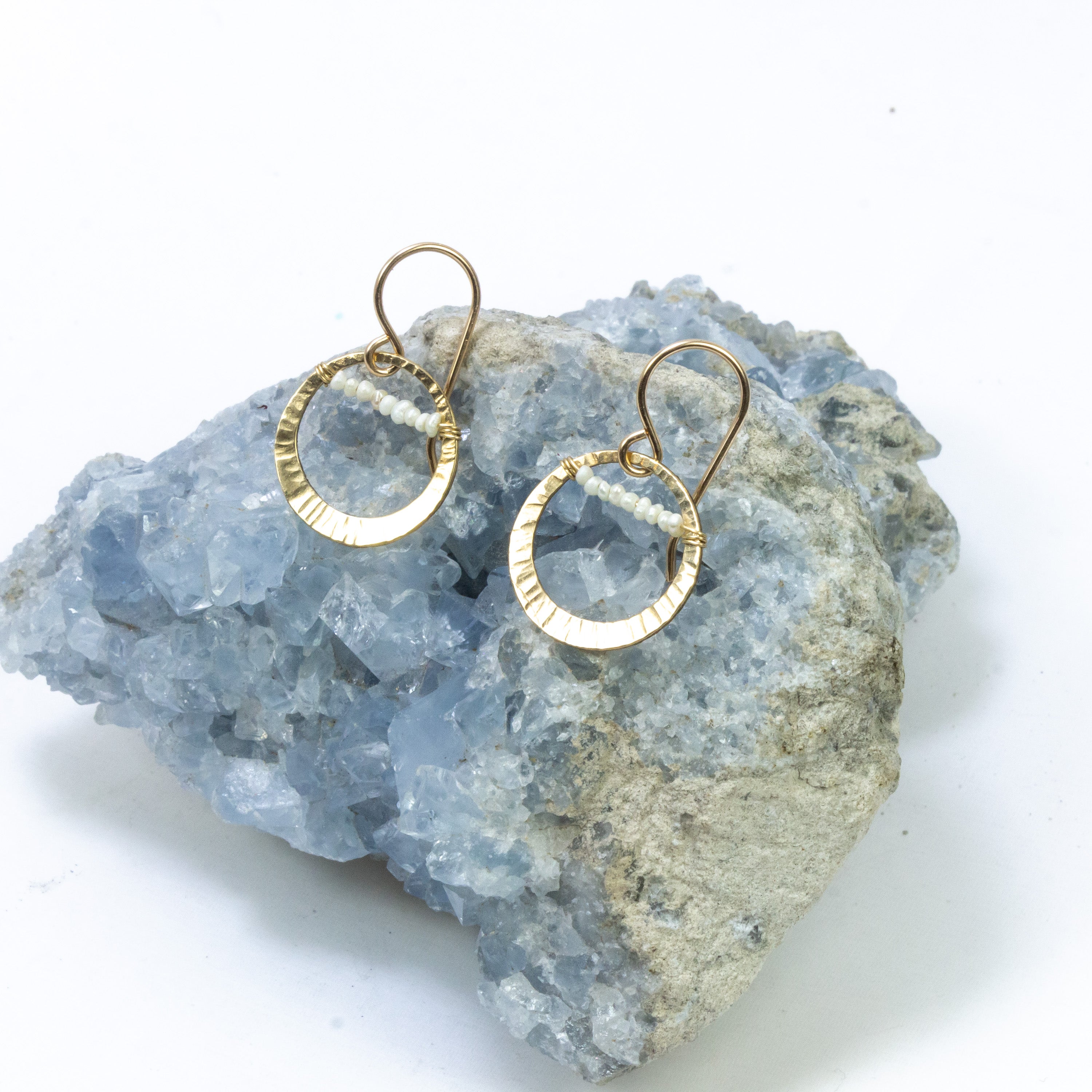 handmade small gold filled pearl hoop earrings laura j designs