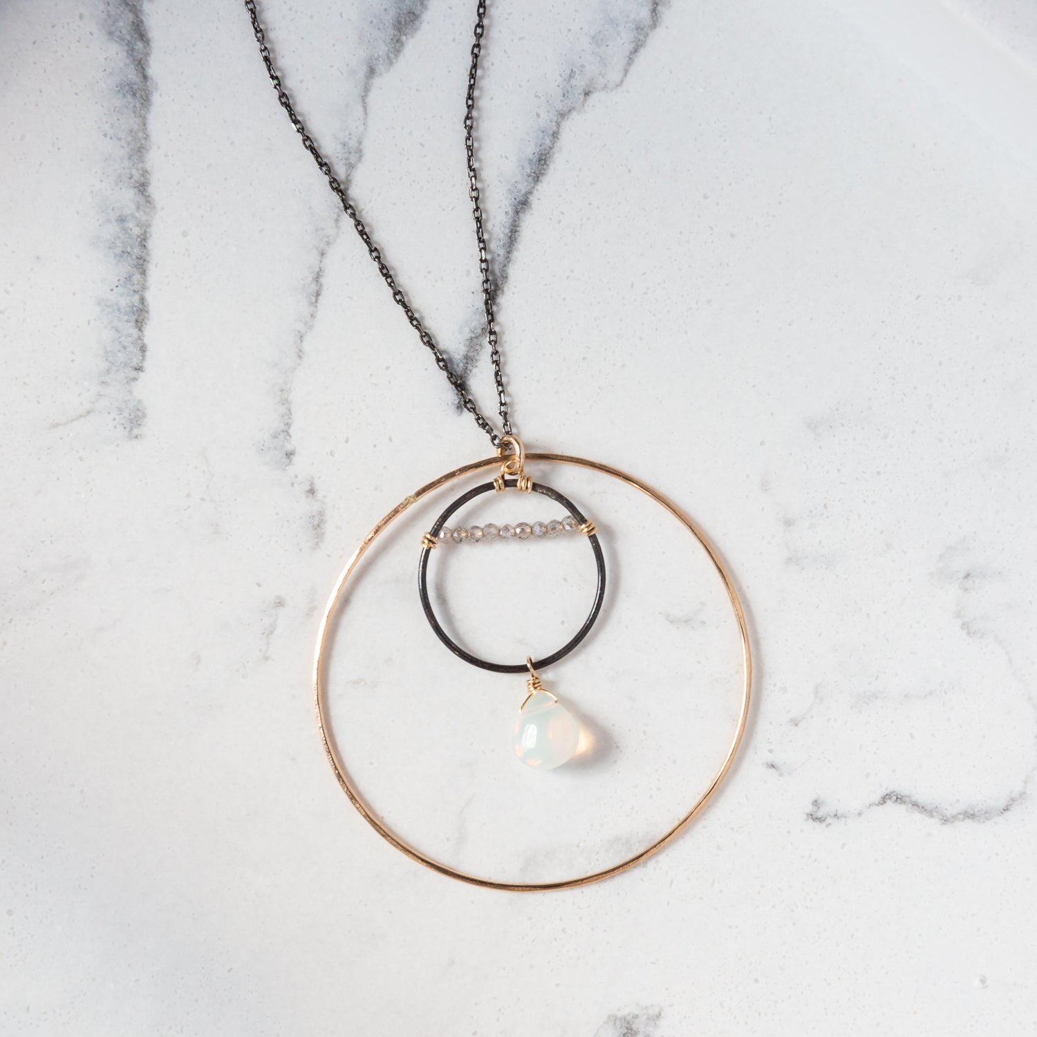 handmade mixed metal labradorite opal gemstone necklace laura j designs